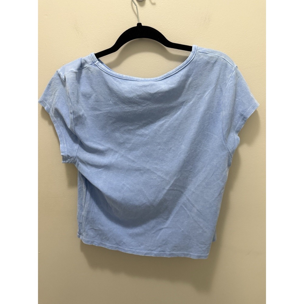Arula Blue Cropped Tee Shirt Women's Size 0X –‎ 100% Cotton - Picture 4 of 8